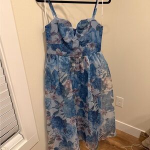 Lulu's Blue Floral Midi Dress